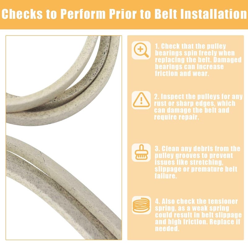 MANUTEX GX20072 GY20570 Mower Deck Belt Compatible with John Dee-re L100 L102 L105 L107 L108 L110 L111 L115 L118 L120 LA100 LA105 LA110X110 X120 X145 D100 D110 D120 Sabre 14.542GS 1/2" X 104" - Image 4